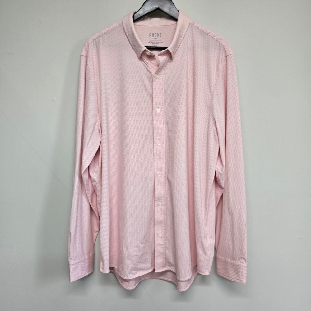 Rhone Commuter Shirt Mens‎ XXL Pink Micro Stripe Performance Stretch Minimalist